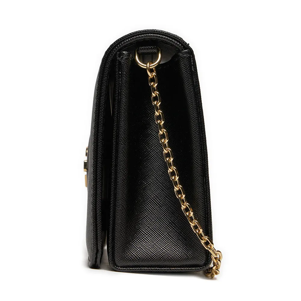 Clutch Donna con Tracolla LOVE MOSCHINO linea Sweet Heart stampa Saffiano Nera