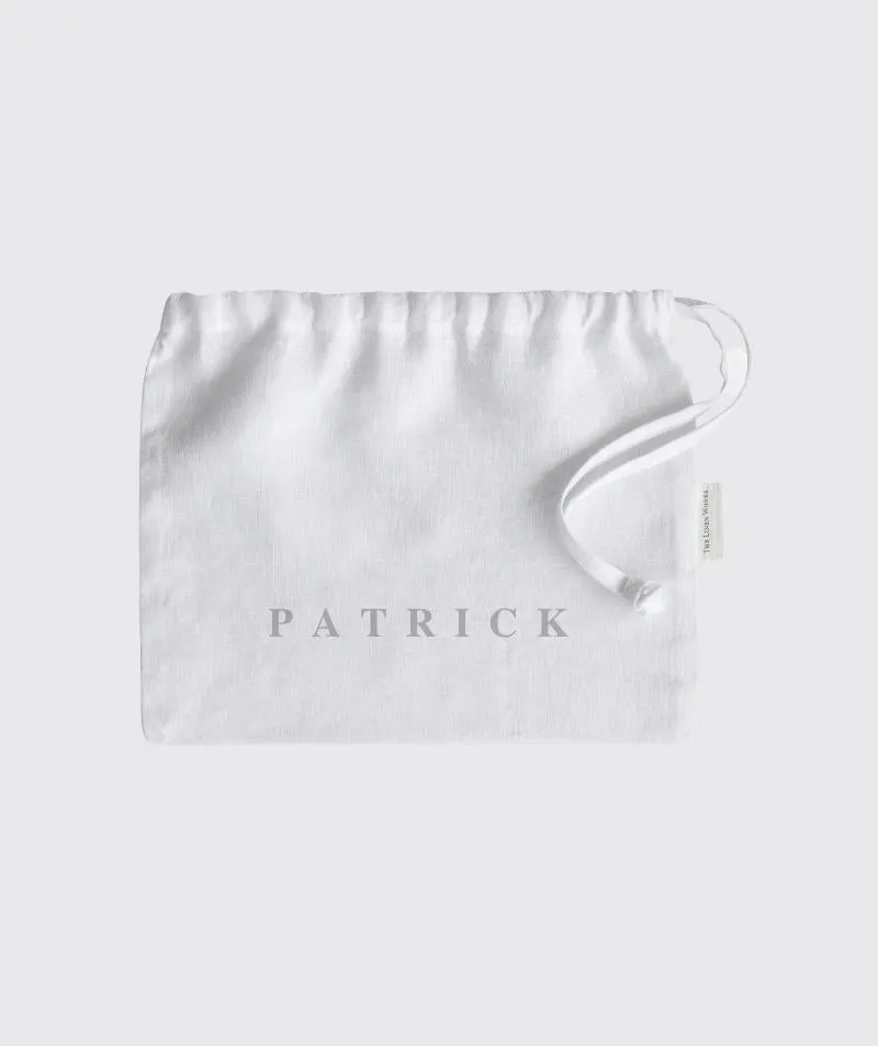 White Linen Storage Drawstring Bag